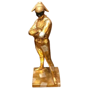 Mid 20th Century Hollywood Regency Standing Gold and Silvered Harlequin Sculpture