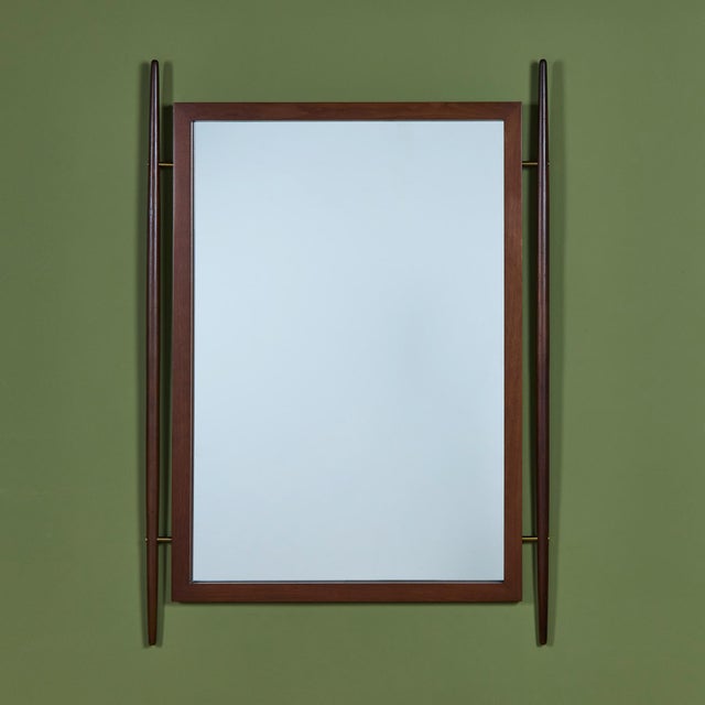 Brown Walnut Wall Mirror For Sale - Image 8 of 8