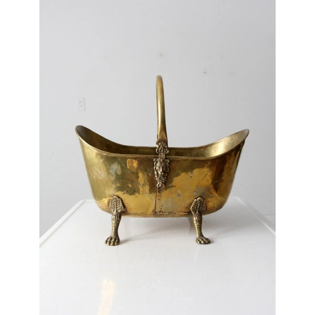 Brass Antique Brass Firewood Bucket For Sale - Image 8 of 12