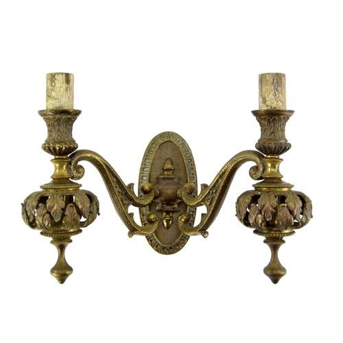Brass Wall Lights, 1940s, Set of 2 For Sale - Image 4 of 4