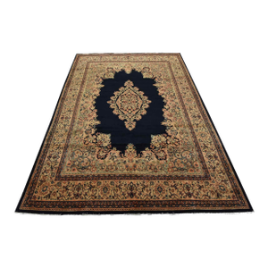Sarouk Rug 9′ X 11’9” Blue Wool Semi-Antique Traditional Hand-Knotted Carpet