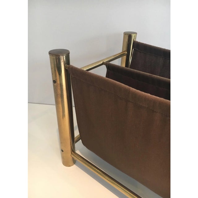 Circa 1970 French Gilt Metal and Fabric Magazine Rack For Sale - Image 6 of 10
