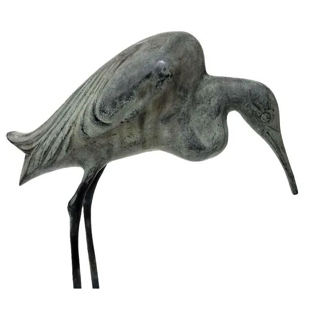 Pair of Tall Egrets or Cranes - Vertigris Finish - Great for the Garden For Sale - Image 4 of 5