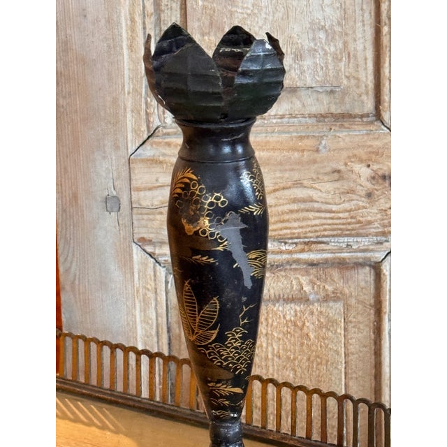 Pair of Black Tole Candlesticks For Sale - Image 10 of 10