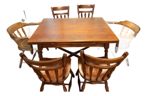 Mid 20th Century Cushman of Vermont Colonial Creations Brandywine Manor Dining Room Set No. 7031, 6 Chair, Expandable Table