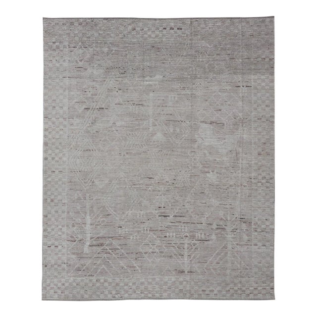 Oversized Afghan Modern Casual Abstract Rug in Muted Earthy Tones 12'10 X 15'9 For Sale