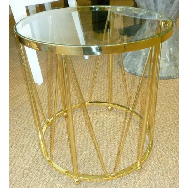 Vintage Brass End or Side Drum Table, 1970's For Sale - Image 4 of 6
