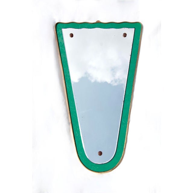 Wood Vintage Italian Brass Mirror, 1950s For Sale - Image 7 of 13
