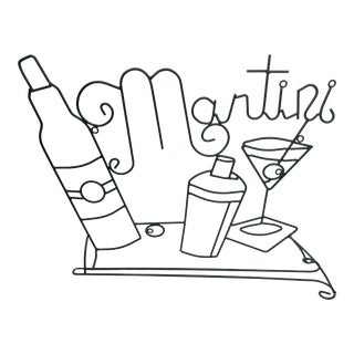 90s Vintage Modern Wire Martini/ Bar Sign For Sale