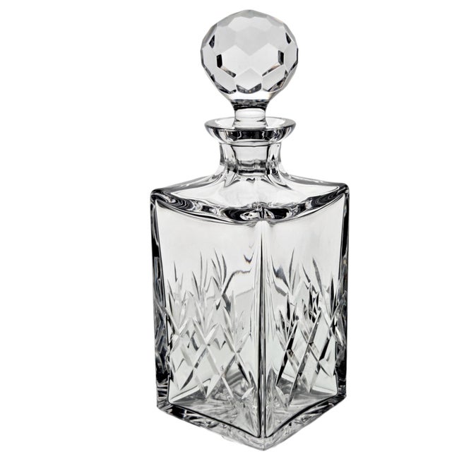Atlantis Crystal Meridian whiskey decanter with its original faceted crystal stopper, crafted in Portugal during the late...