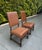 Beautiful pair of vintage, leather upholstered side chairs with gorgeous handcrafted brass nailhead trim. Fine saddle...