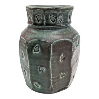 Late 20th Century Susan Beecher Glazed Stoneware Vase For Sale