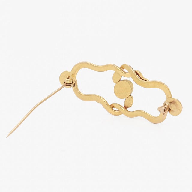 Antique Victorian 14k Gold, Turquoise, & Seed Pearl Intertwined Snakes Brooch For Sale - Image 10 of 12