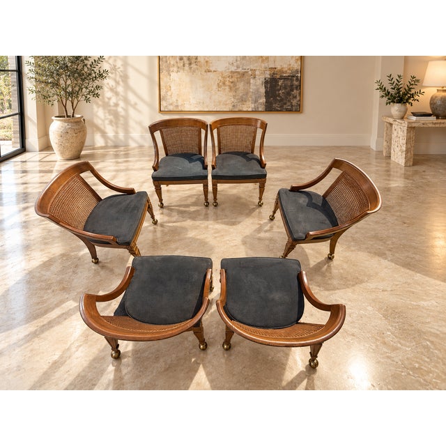 Circa 1960s–1970s Regency Revival Cane-Back Armchairs – Set of 6 For Sale - Image 11 of 13