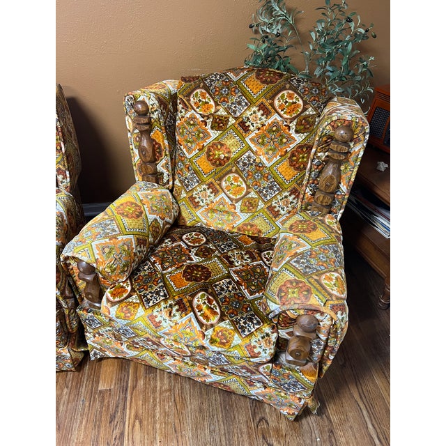 Wood Vintage 1970s Hickory Lane Sofa + Chair Set – Groovy Retro Velour (Owosso Industries) For Sale - Image 7 of 9