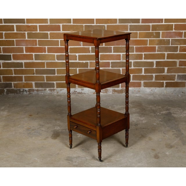 Brown English 19th Century Three-Tiered Étagère with Low Drawer and Turned Supports For Sale - Image 8 of 12