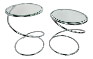 70s Rosen for Pace Chrome Coil Tables, Pair