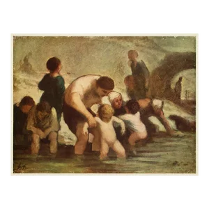 Circa 1950s After Honoré Daumier "The Bath" Vintage Full-Color Print