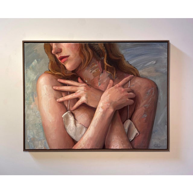 Contemporary Holding on to a Dream by Matt Talbert | Oil on linen Portrait of a woman with flowing hair. For Sale - Image 3 of 5