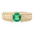 Cushion Cut Green Emerald With Sparkling Diamonds Wedding Ring Size 6.5 For Sale