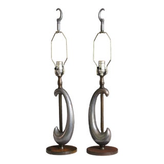 Mid 20th Century Gerald Thurston Influence Sculptural Lamps - a Pair For Sale