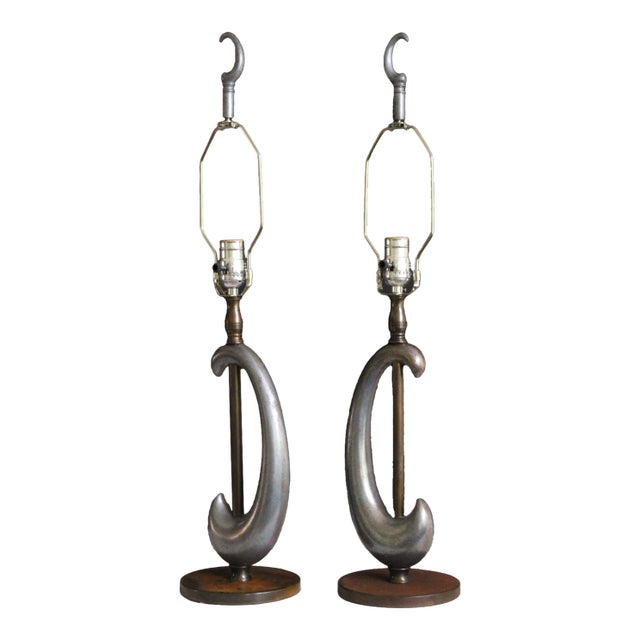 Mid 20th Century Gerald Thurston Influence Sculptural Lamps - a Pair For Sale
