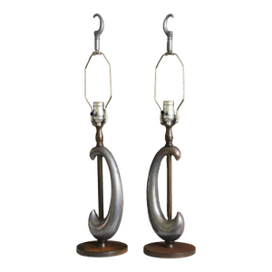 Mid 20th Century Gerald Thurston Influence Sculptural Lamps - a Pair