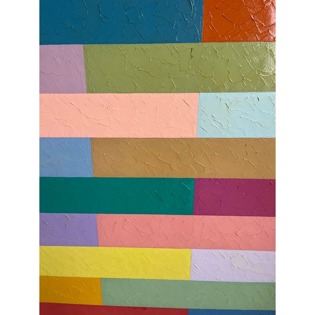 Textile "Roman III" Abstract Geometric Color Grid, Oil Painting on Canvas by Richard Butz For Sale - Image 7 of 9