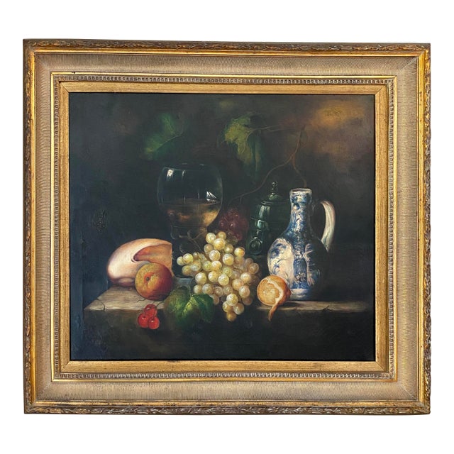 Mid 20th Century Framed Still Life Oil Painting For Sale
