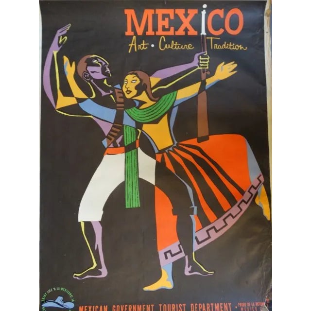 Mid-Century Modern Vintage Mexican Travel Poster For Sale - Image 3 of 9