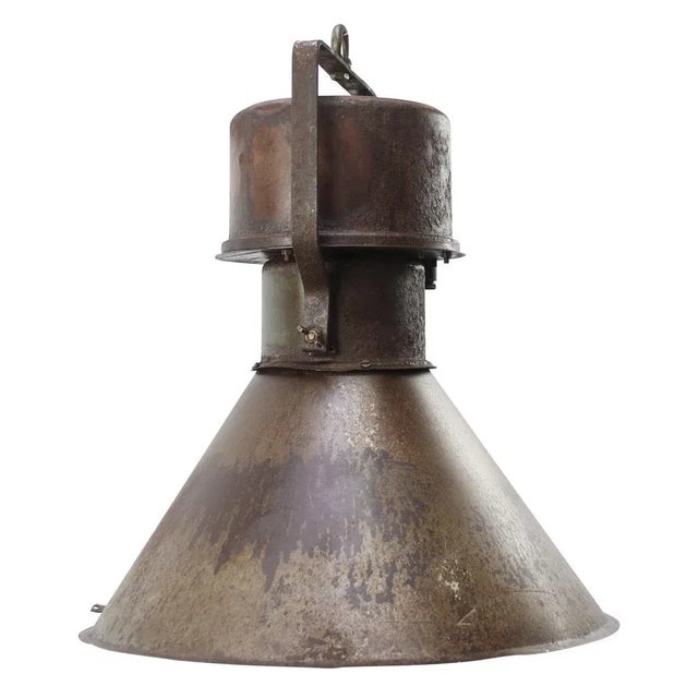 Vintage Industrial Rust Brown Metal Pendant Lamps For Sale - Image 11 of 11