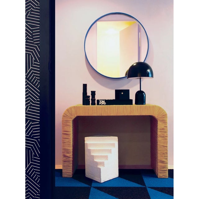 1980s Electric Blue Metal Framed Wall Mirror For Sale - Image 9 of 10