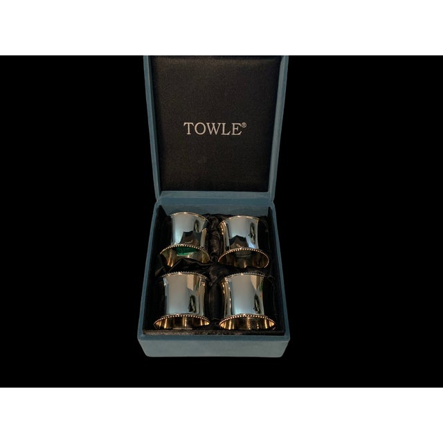 Traditional Mid 20th Century Towle Silverplate Napkin Rings in Original Box- Set of 4 For Sale - Image 3 of 9