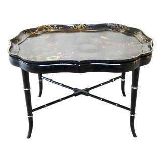 Vintage Chinoiserie Lacquer Tray Table For Sale