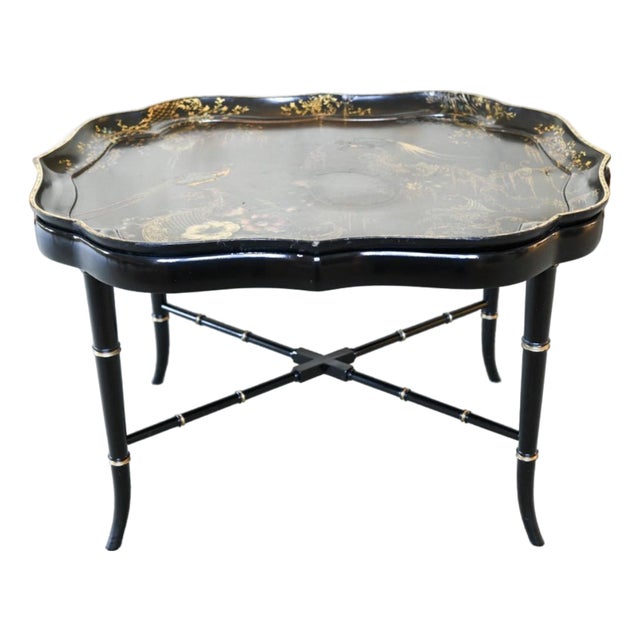 Vintage Chinoiserie Lacquer Tray Table For Sale