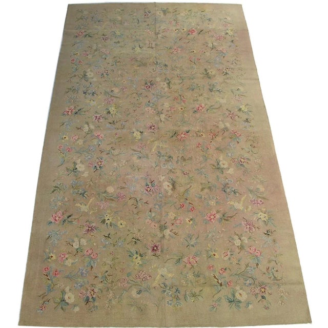 Early 20th Century Antique 1920 Floral British Hook Rug 21'5'' X 11'6'' For Sale - Image 5 of 5