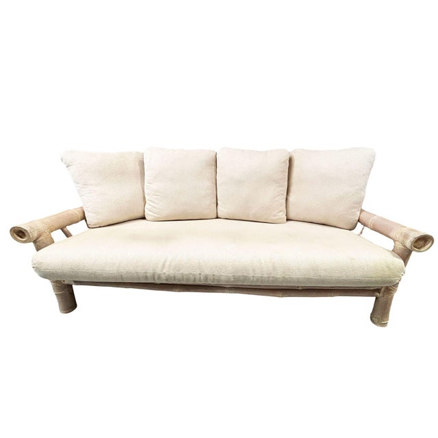Contemporary 1980s Miami Coastal Elephant Bamboo Pole Sofa & Lounge Chair Living Room Set For Sale - Image 3 of 18