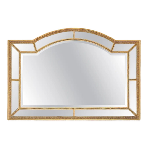 Large English Sectional Overmantel Mirror With Gilt Frame and Beveled Glass
