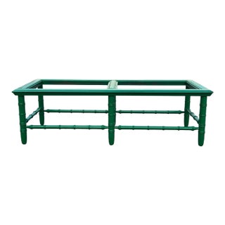 Mid Century Faux Bamboo Green Lacquered Coffee Table For Sale