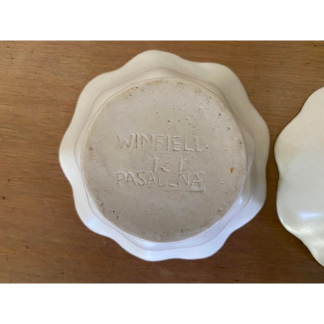 Sky Blue Mid-Century Winfield Pottery of Pasadena California Floriform Pottery Candle Holders - a Pair For Sale - Image 8 of 10