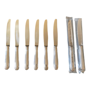 1980s Christofle Silver Plated Dinner Knives "Malmaison" Collection- Set of 8