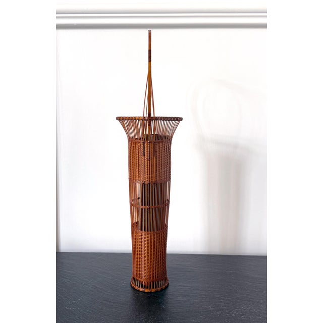 Wang Jin Japanese Woven Bamboo Ikebana Basket by Jin Morigami For Sale - Image 4 of 15