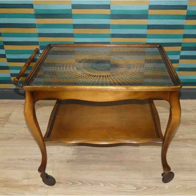 Chippendale Style Wicker and Glass Bar Trolley, 1960s For Sale - Image 9 of 9