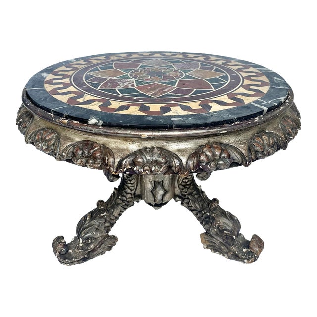 Italian Grotto Cocktail / Coffee With Specimen Marble Top For Sale