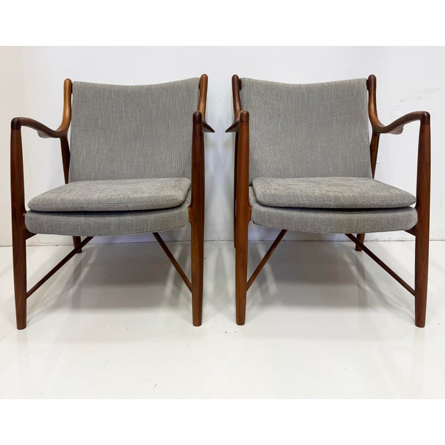 Danish Modern Model 45 Lounge Chair, Finn Juhl Manner, Pair For Sale - Image 11 of 16