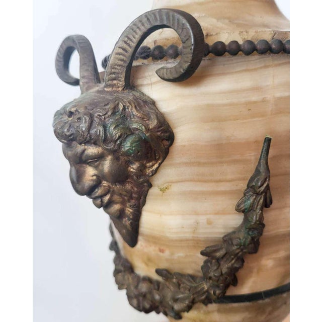 Antique Art Nouveau Marble Devil or Goat Table Lamp For Sale - Image 4 of 14