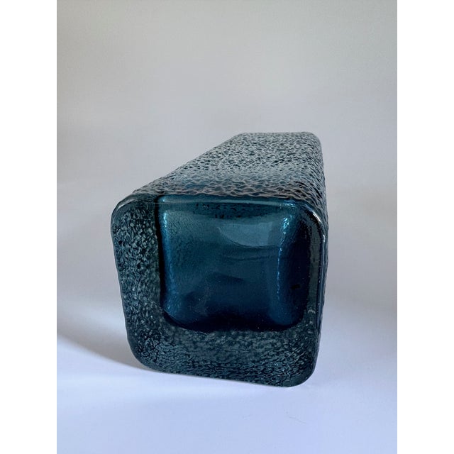 Blue Mid-Century Modern Scandinavian Ice Glass Pillar Vase by Glimma Glasbruk, 1960s For Sale - Image 8 of 10