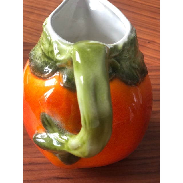 1980s Italian Ceramic Orange Table Pitcher For Sale - Image 4 of 7