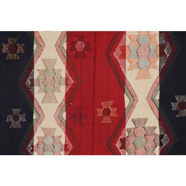 Tribal Vintage Qashqai Jajim Persian Kilim in Red, White & Blue by Rug & Kilim For Sale - Image 3 of 7