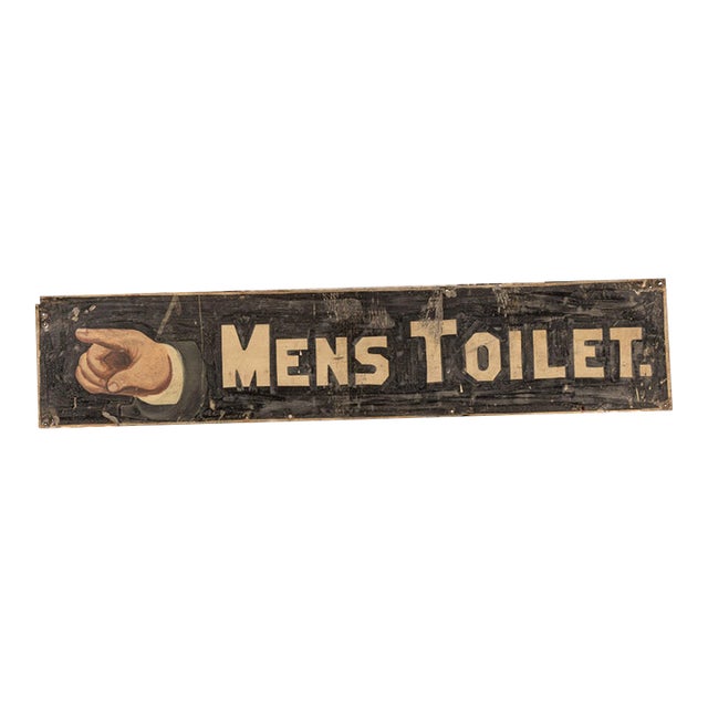Antique Hand-Painted Directional Restroom Sign For Sale